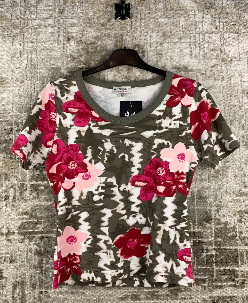 WISSMACH Womens Y2K Floral Army Pattern T Shirt