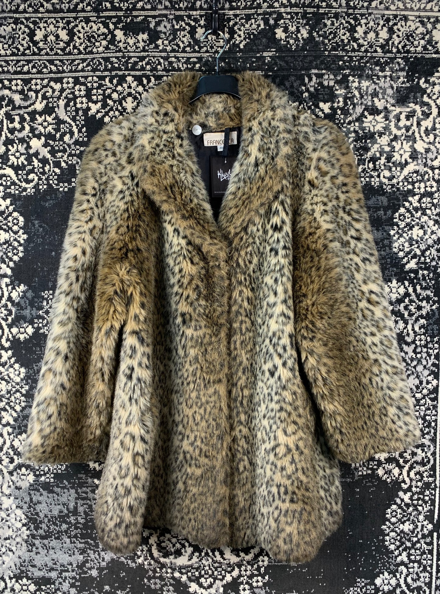 Women's Vintage Cheetah Print Faux Fur Coat