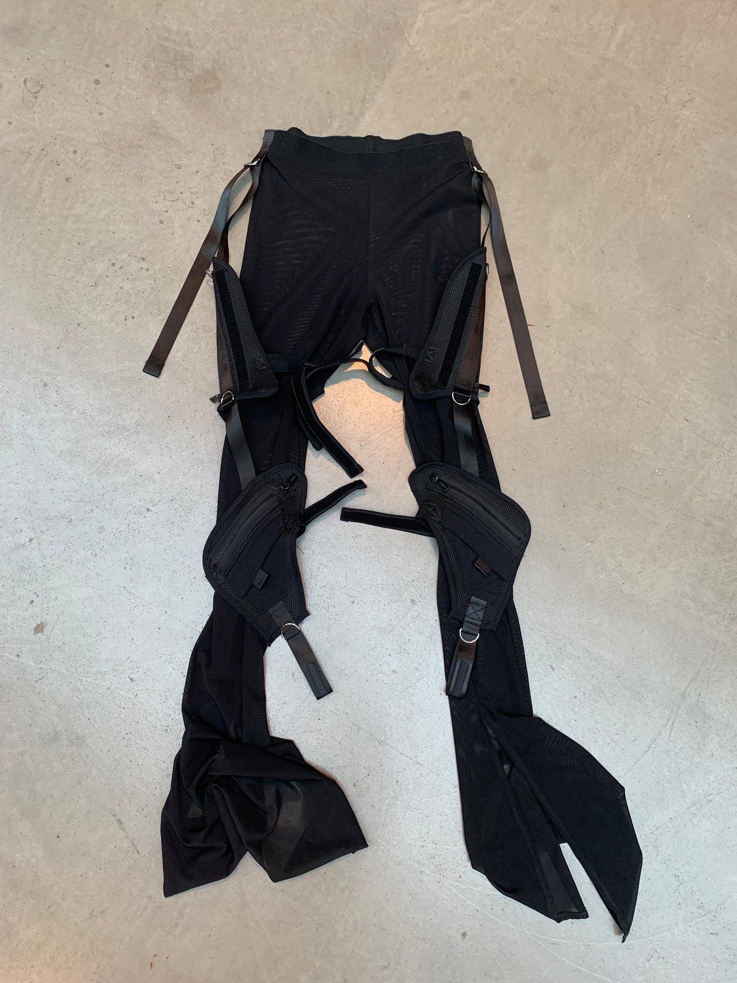 Black Tactical Mesh Strap Pants