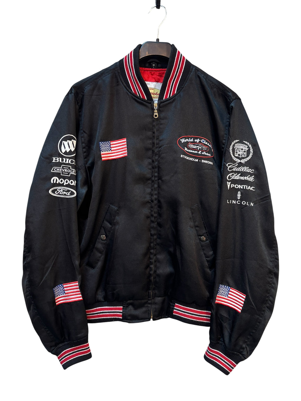 World of Classics Embroidered Satin Bomber Jacket