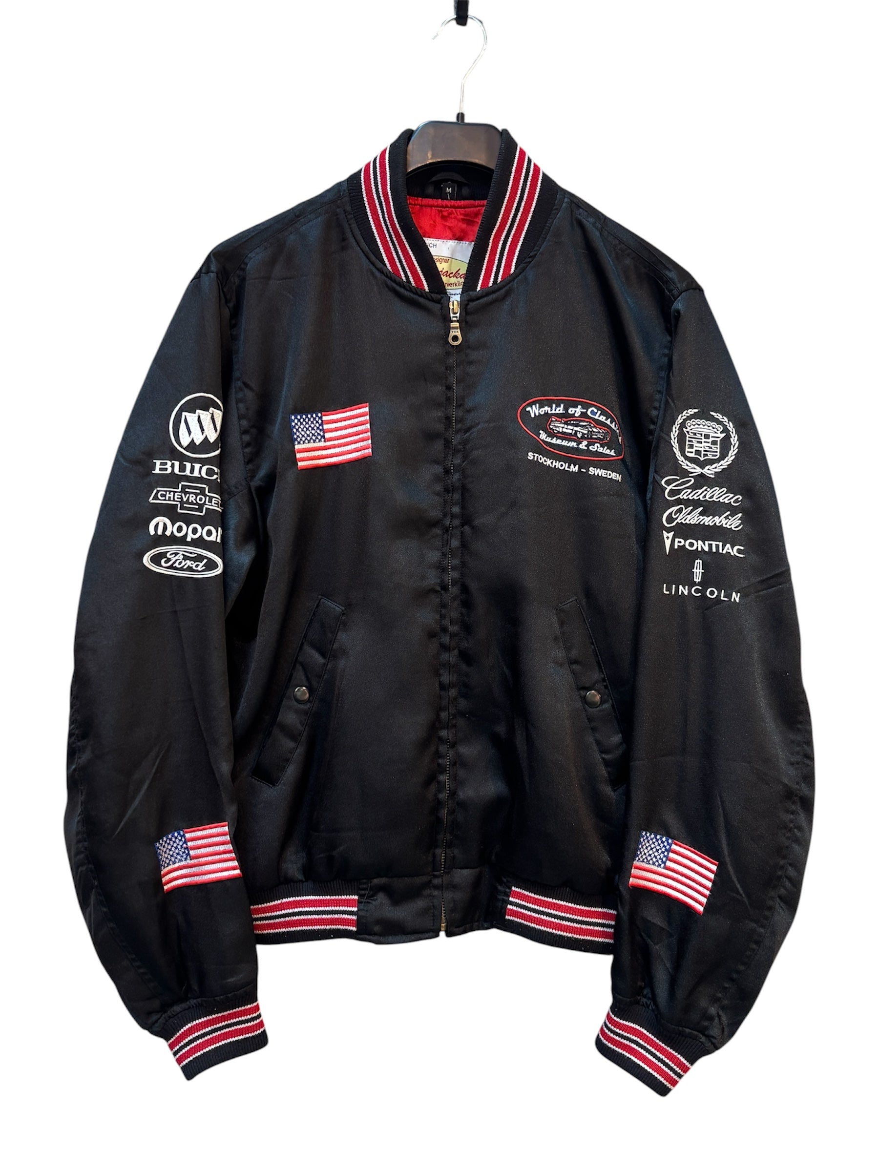 World of Classics Embroidered Satin Bomber Jacket