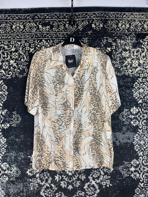 Vintage Women's Cheetah Patterned Viscose Button-Up Shirt