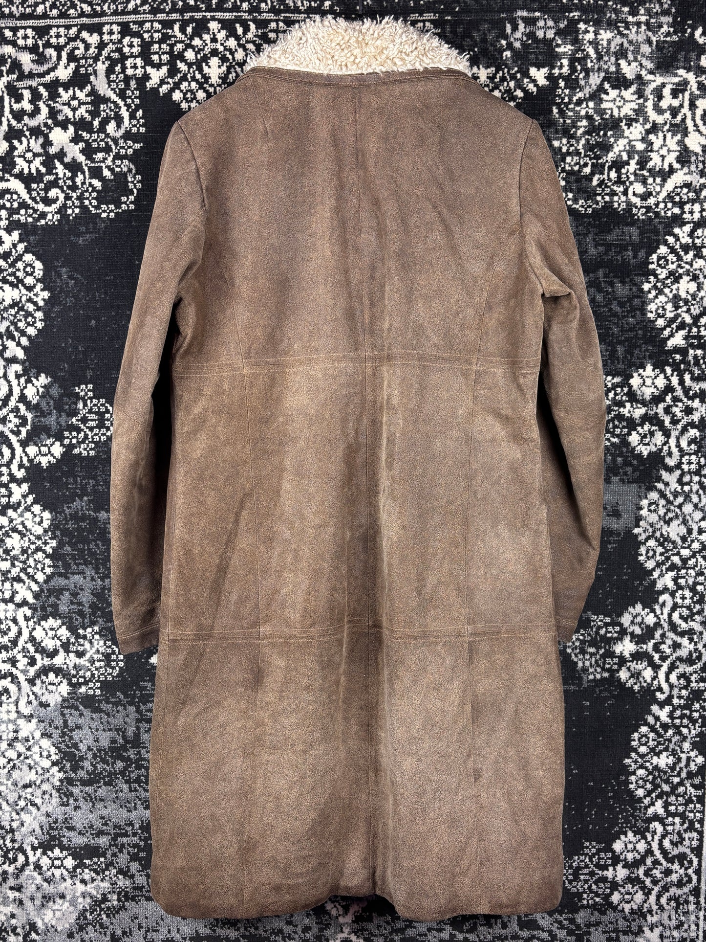 Women's Y2K Vintage Cocoa Brown Long Suede Coat