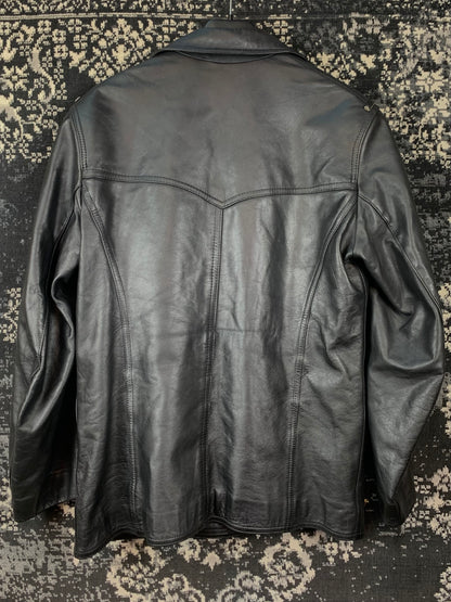 Mens Vintage Black Leather Coat