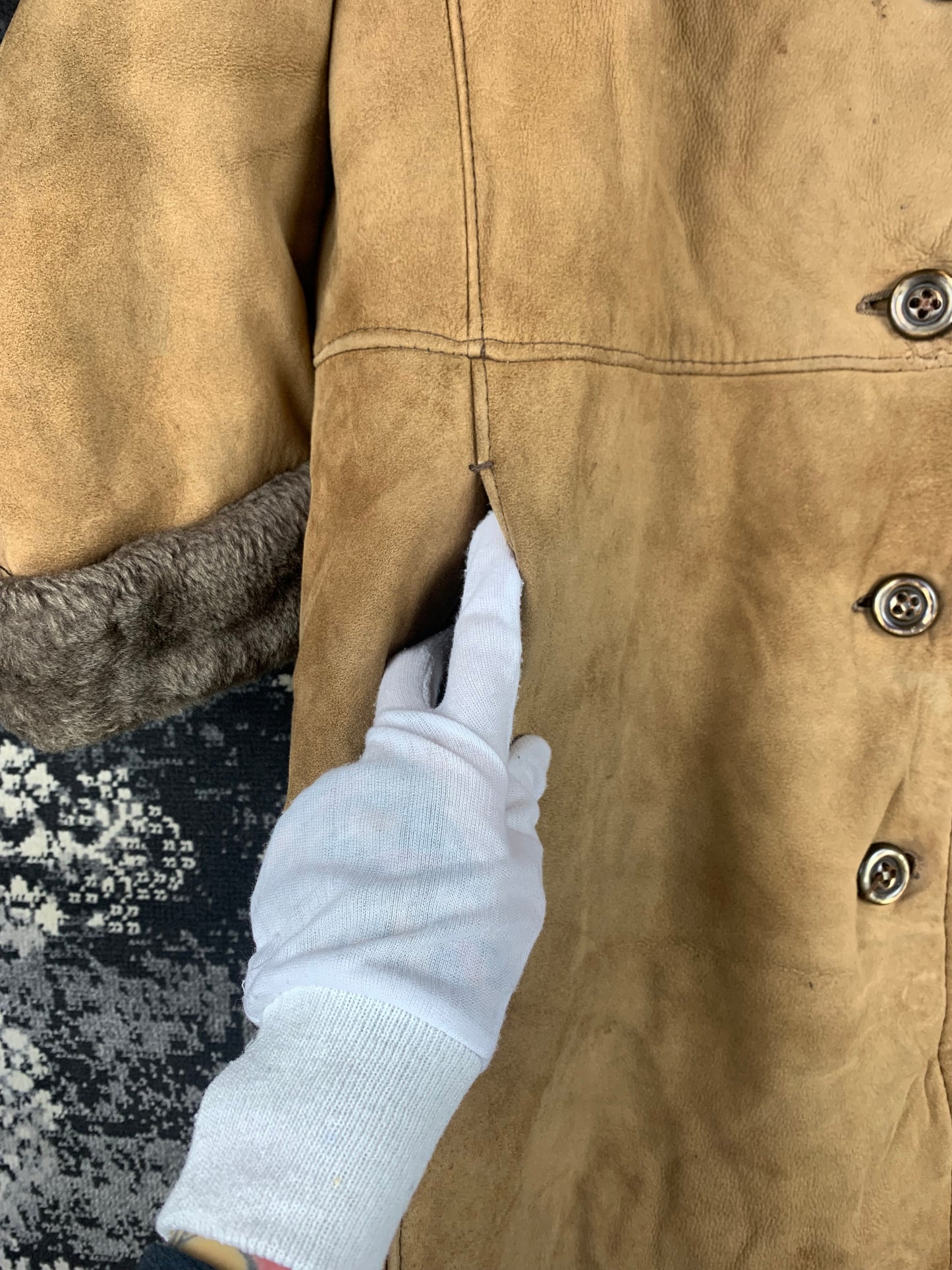 Vintage Women Light Brown Faux Suede Coat