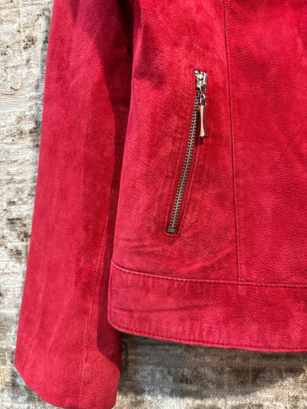 in Extenso Red Suede Zip Jacket