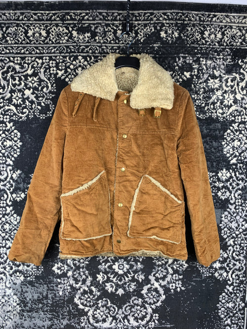 Women's Y2K Caramel Brown Corduroy Jacket with Warm Inner Lining