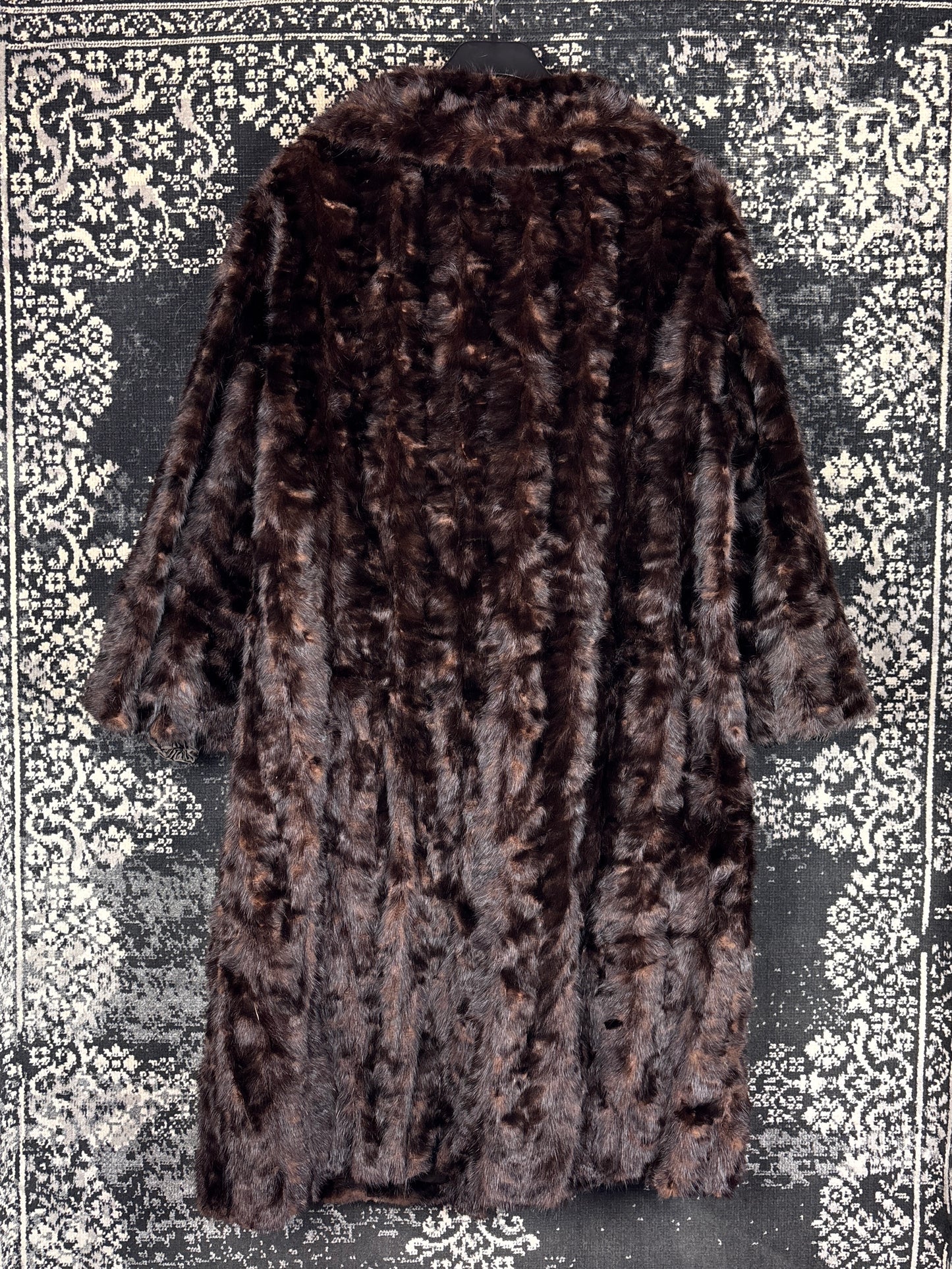 Women's Vintage Dark Brown Genuine Mink Fur Long Coat