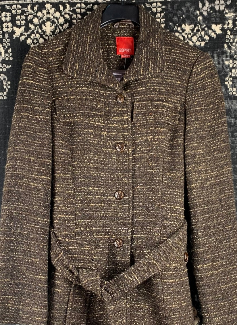 Women's Vintage Espirit Brown Wool Coat