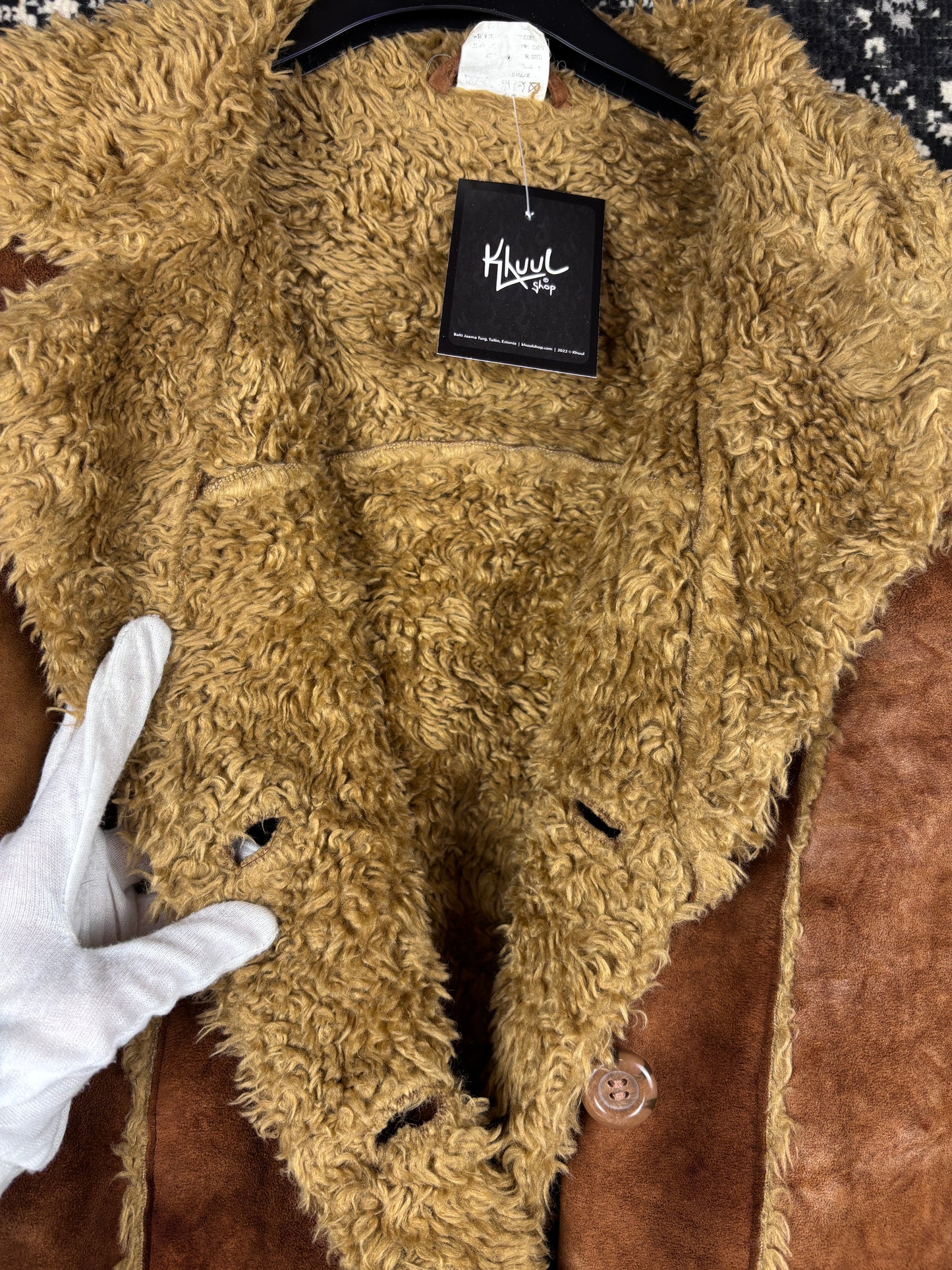 Women's Y2K Caramel Brown Suede Coat with Faux Fur Trim