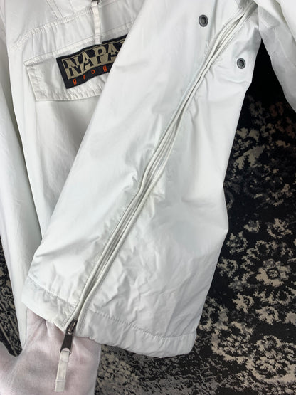 Vintage Napapijri Geographic White Rainforest Anorak Pullover Jacket
