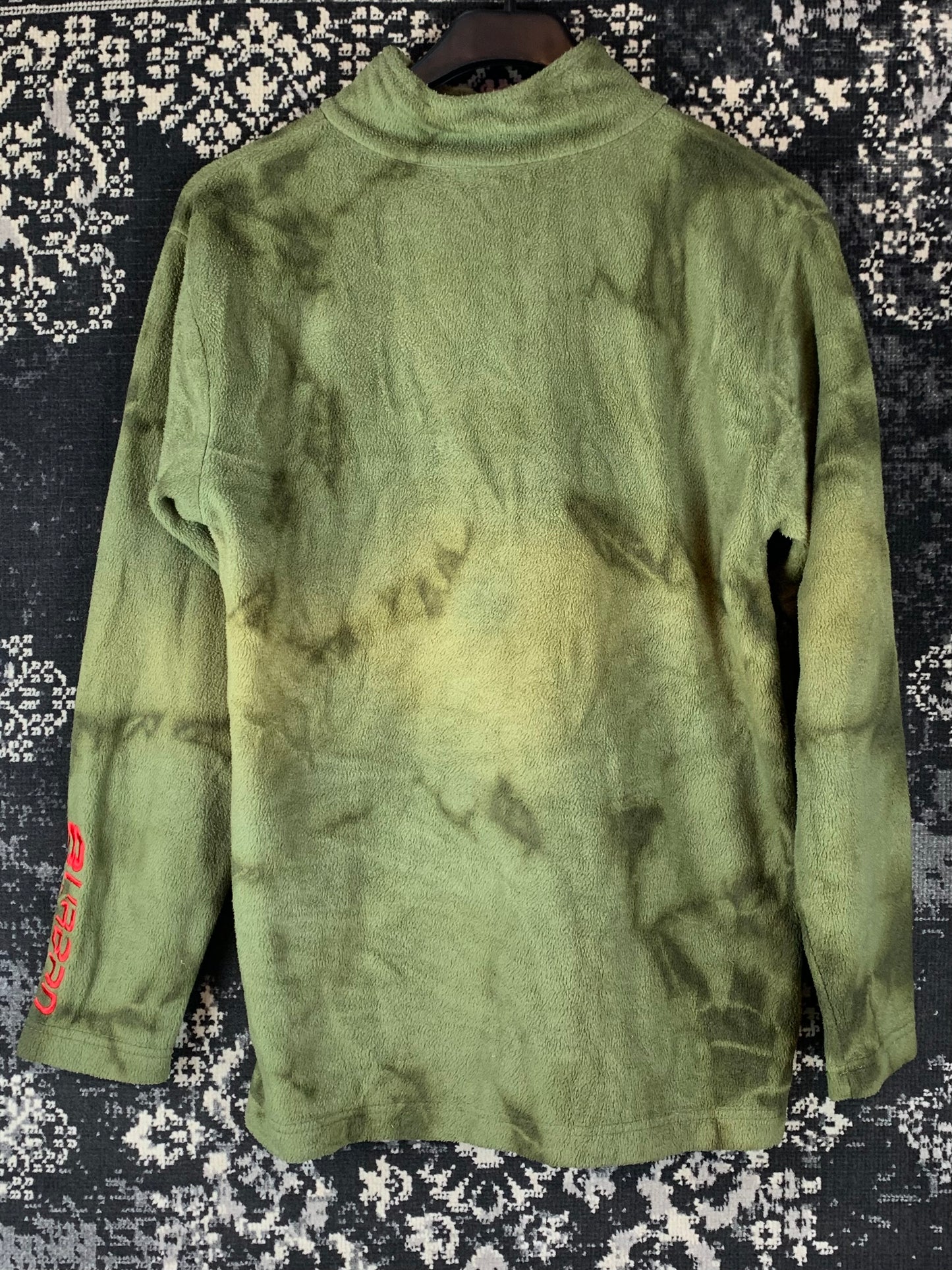 Men's Vintage Green Tie-Dye Fleece Pullover
