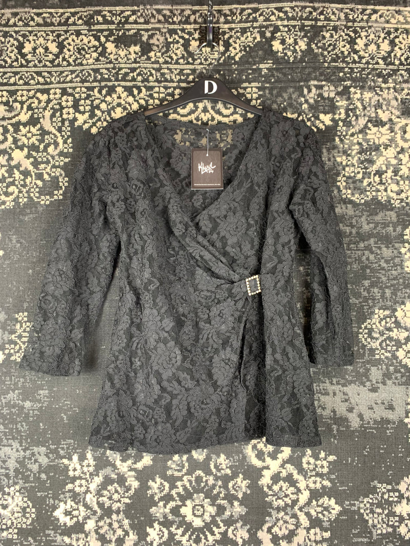 Women's Vintage Y2K Black Mesh Lace Shirt