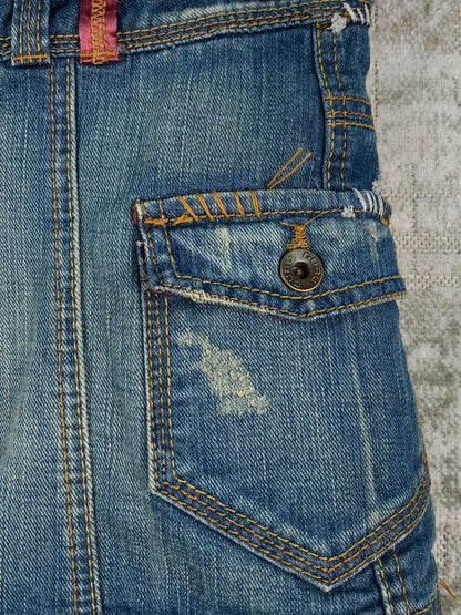Womens Y2K Vintage Denim Guru Blue Mini Skirt