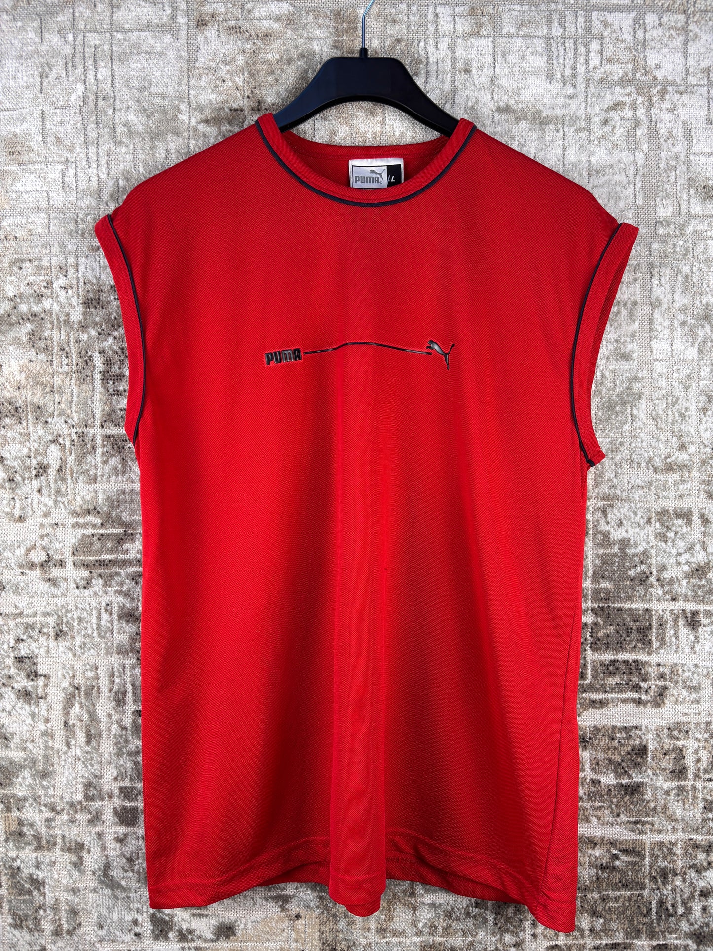 Mens Vintage Puma Red Sleeveless Jersey