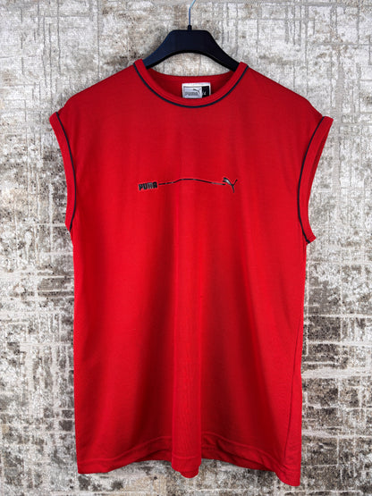 Mens Vintage Puma Red Sleeveless Jersey