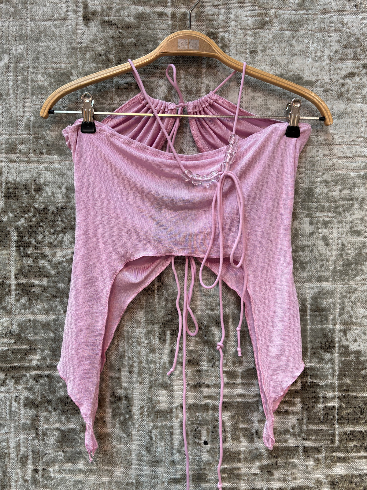 Womens Y2K Pink Ruched Spaghetti Strap Top