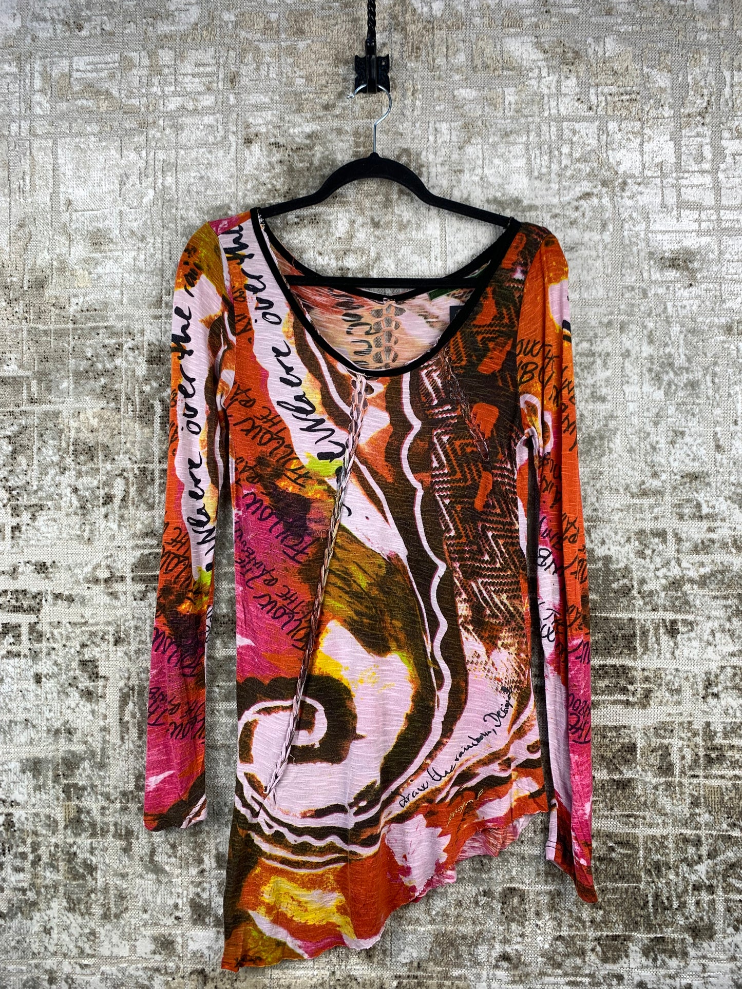 Womens Y2K Multicolor Asymmetrical Desigual Longsleeve Top