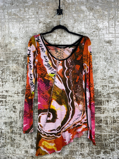 Womens Y2K Multicolor Asymmetrical Desigual Longsleeve Top