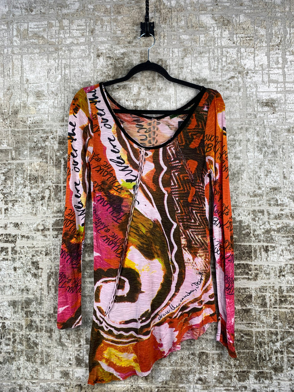 Womens Y2K Multicolor Asymmetrical Desigual Longsleeve Top