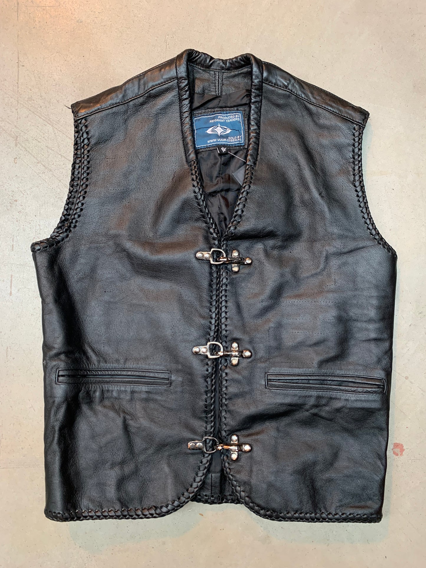 Mens Vintage Black Leather Vest