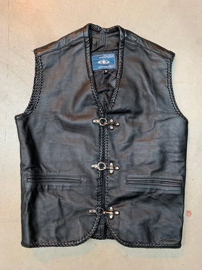 Mens Vintage Black Leather Vest
