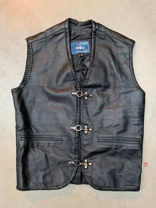 Mens Vintage Black Leather Vest