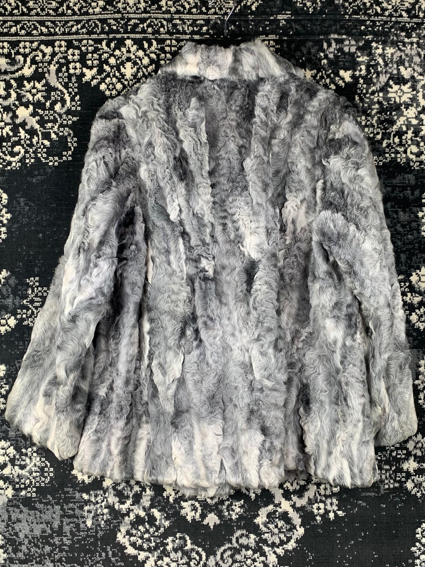 Women's Vintage Grey Genuine Goat Fur Coat
