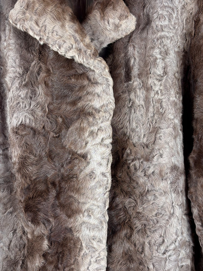 Women's Vintage Brown Toned Genuine Goat Fur Coat