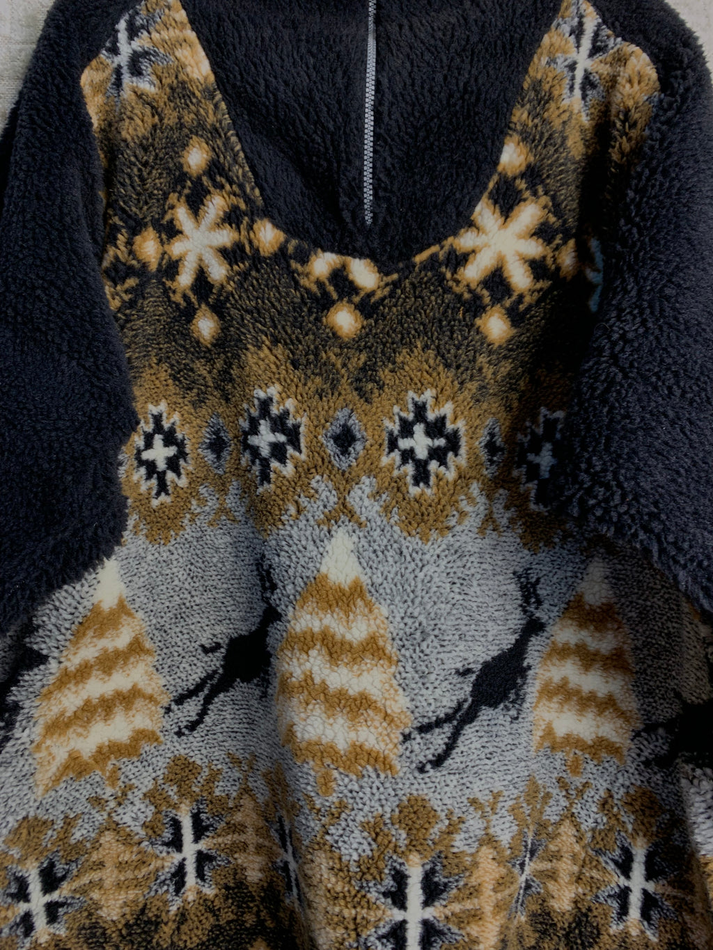 Nordic Pattern Quarter-Zip Teddy Fleece