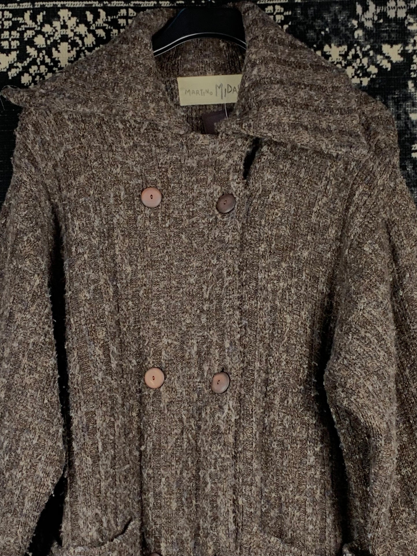 Vintage Women Brown Wool Knit Coat