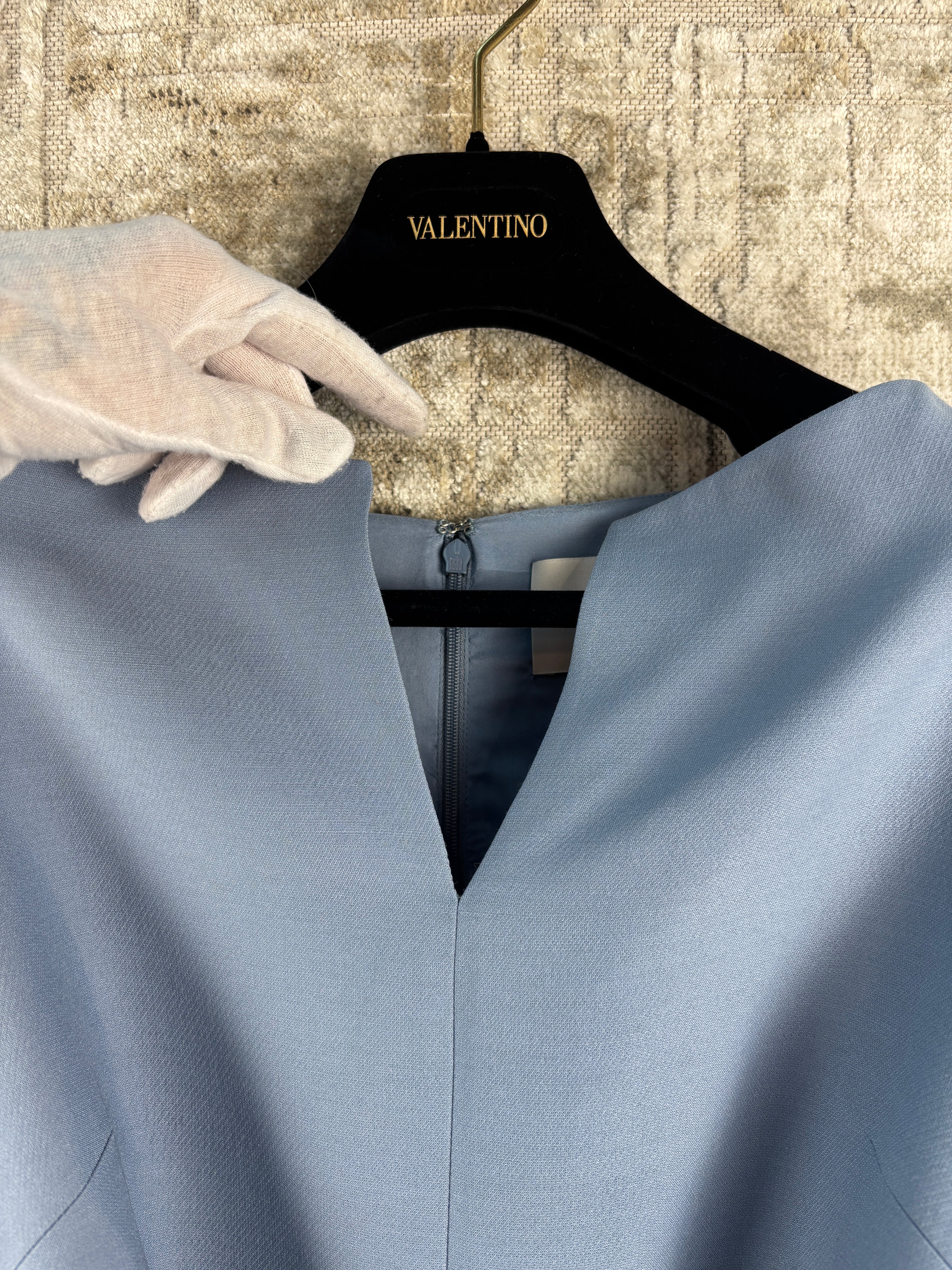 Valentino Garavani V Belted Light Blue Dress