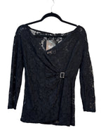 Women's Vintage Y2K Black Mesh Lace Shirt