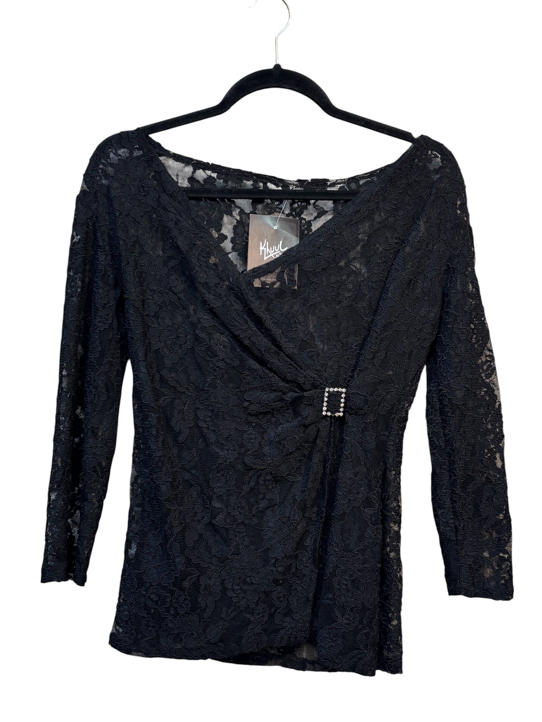 Women's Vintage Y2K Black Mesh Lace Shirt