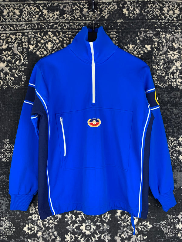 Men's Electric Blue High Neck Half Zip-Up Sports Jacket