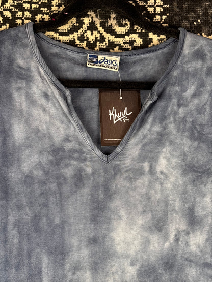 Women's Greyish Blue Asics Sleeveless Tie-Dye Style V-Neck Top