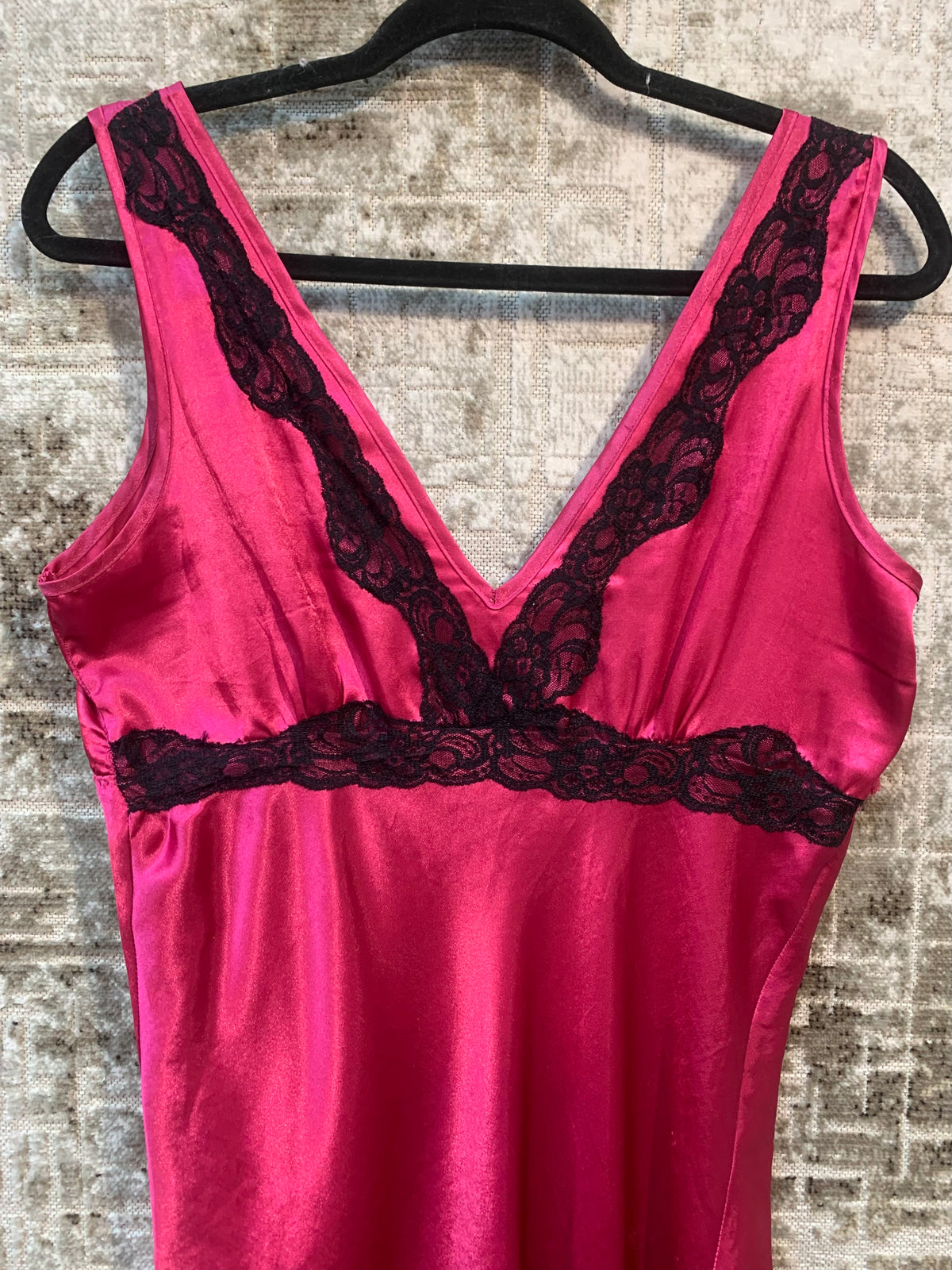 Satin Lace-Trim Maxi Slip Dress