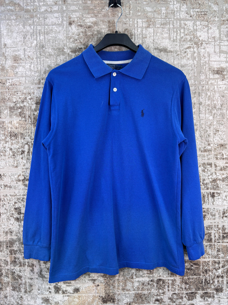 Mens Vintage Polo Ralph Lauren Blue Long Sleeve Polo Shirt