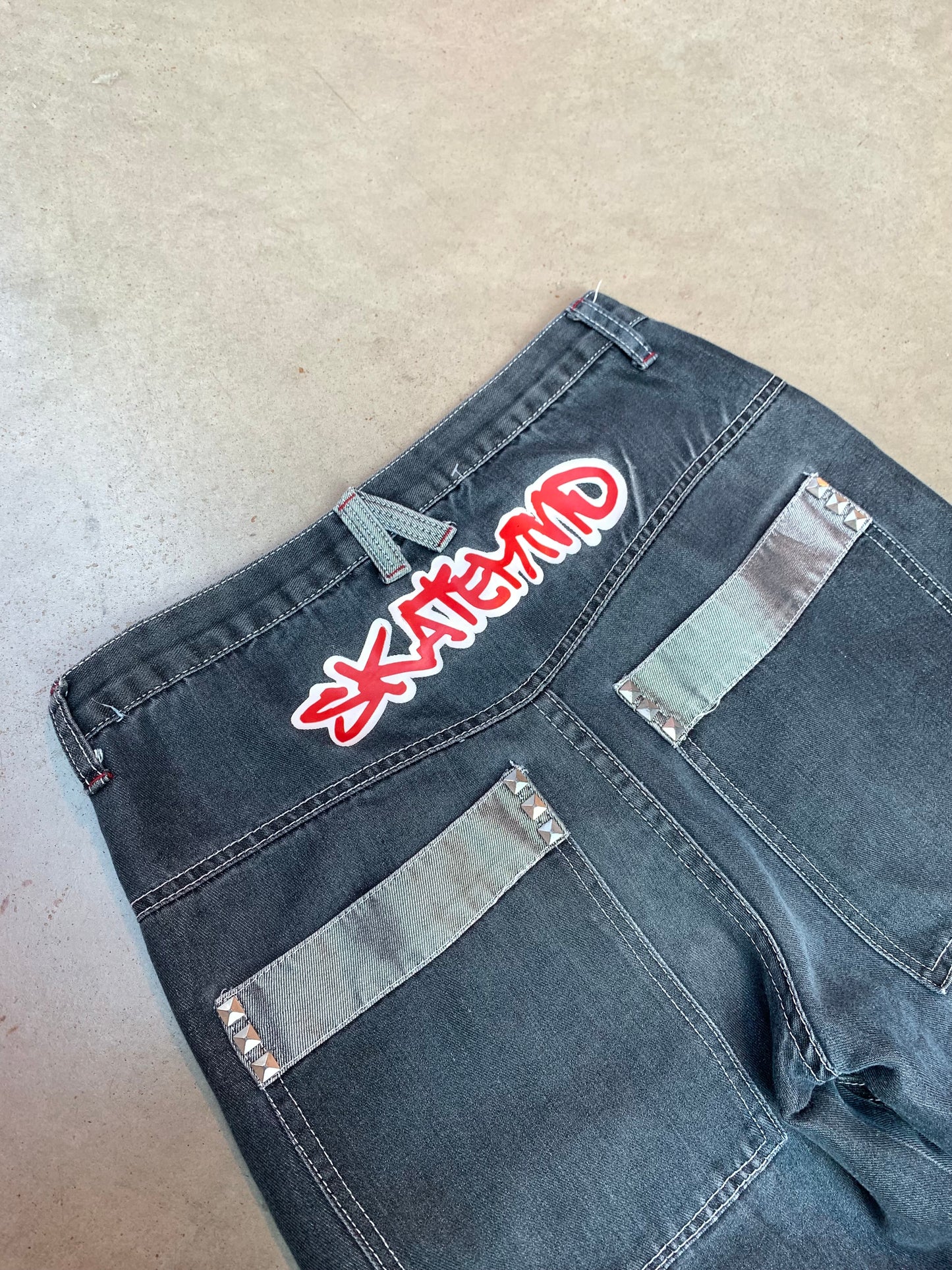 Vintage Kill Brand Skater Wide-Leg Denim Jeans