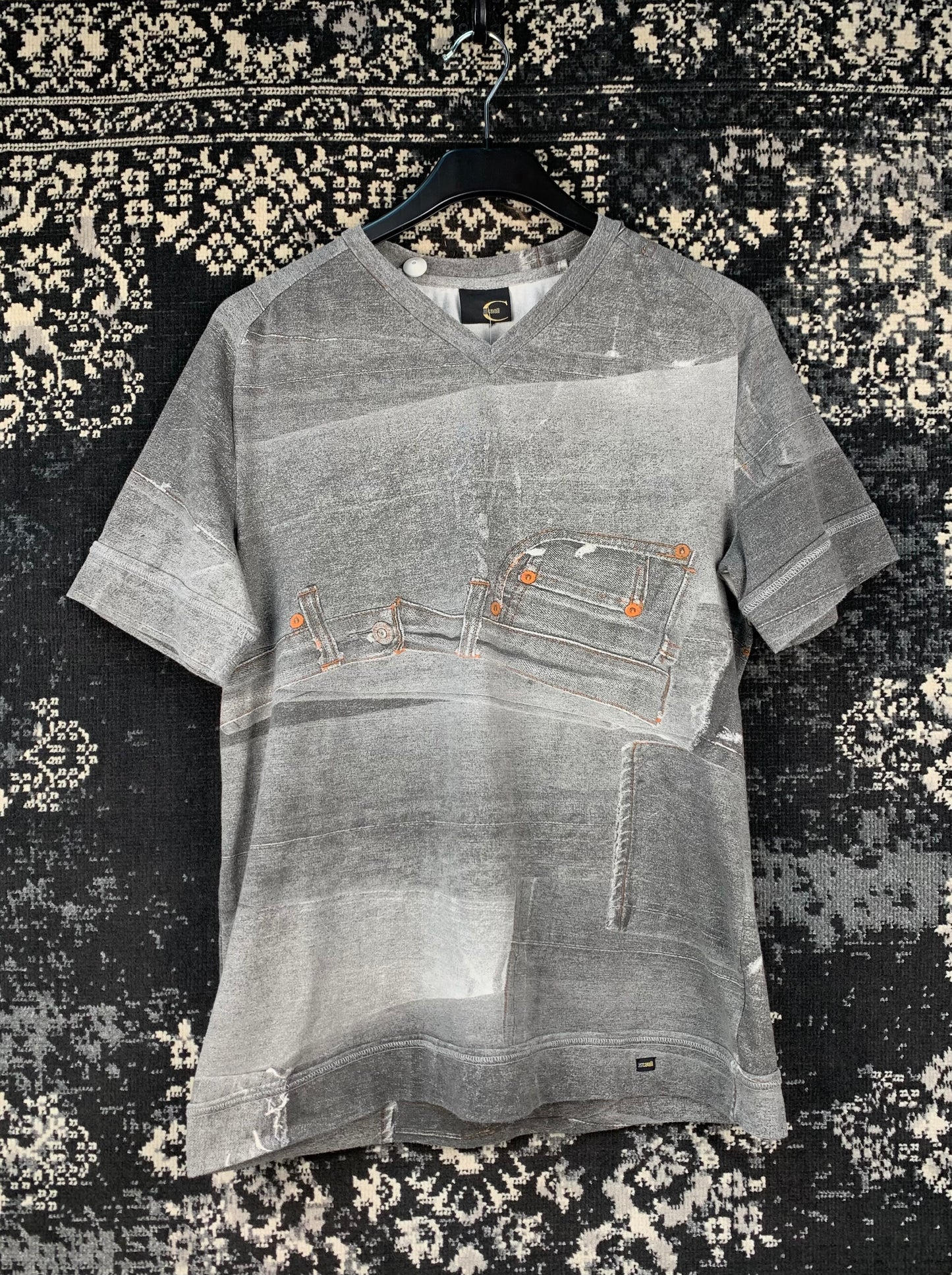 Men's Vintage Just Cavalli Gray Graphic T Shirt