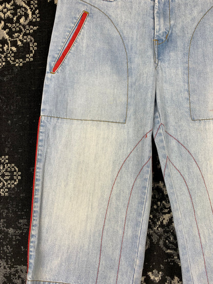 Unisex Vintage Light Blue Capri Jeans