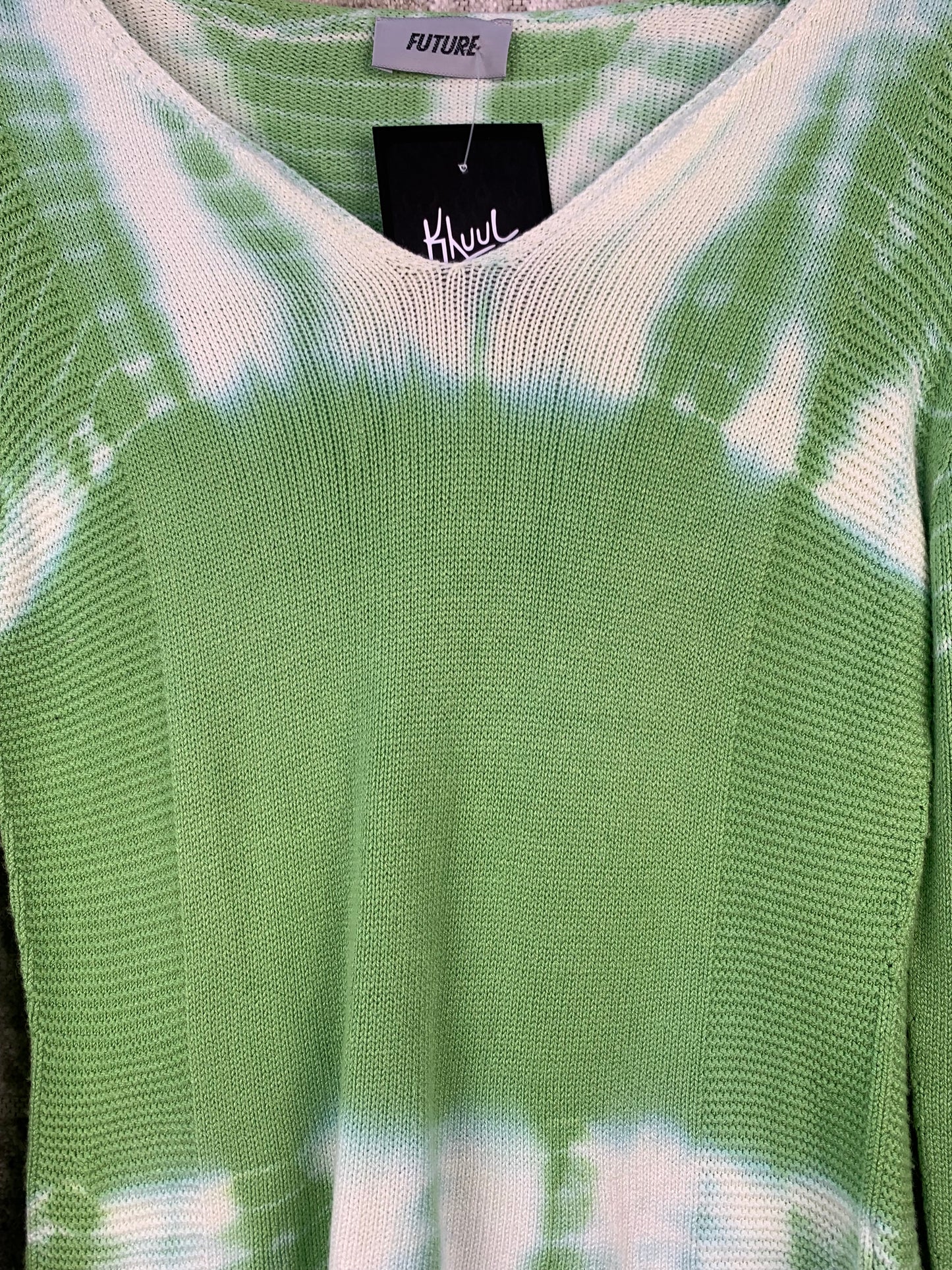 FUTURE Womens Green White Tie Dye Sweater