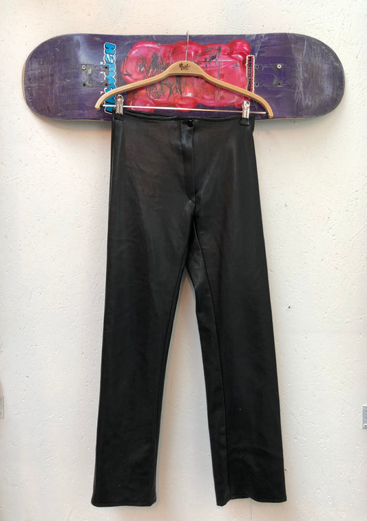 Vintage Black Faux Leather High Waist Pants