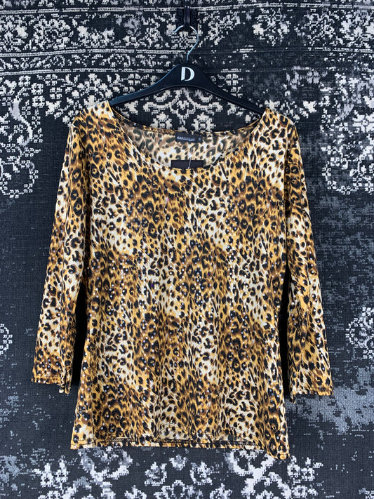 Womens Y2K Leopard Print Long Sleeve Top