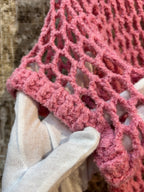 Y2K Pink Open-Knit Mesh Top