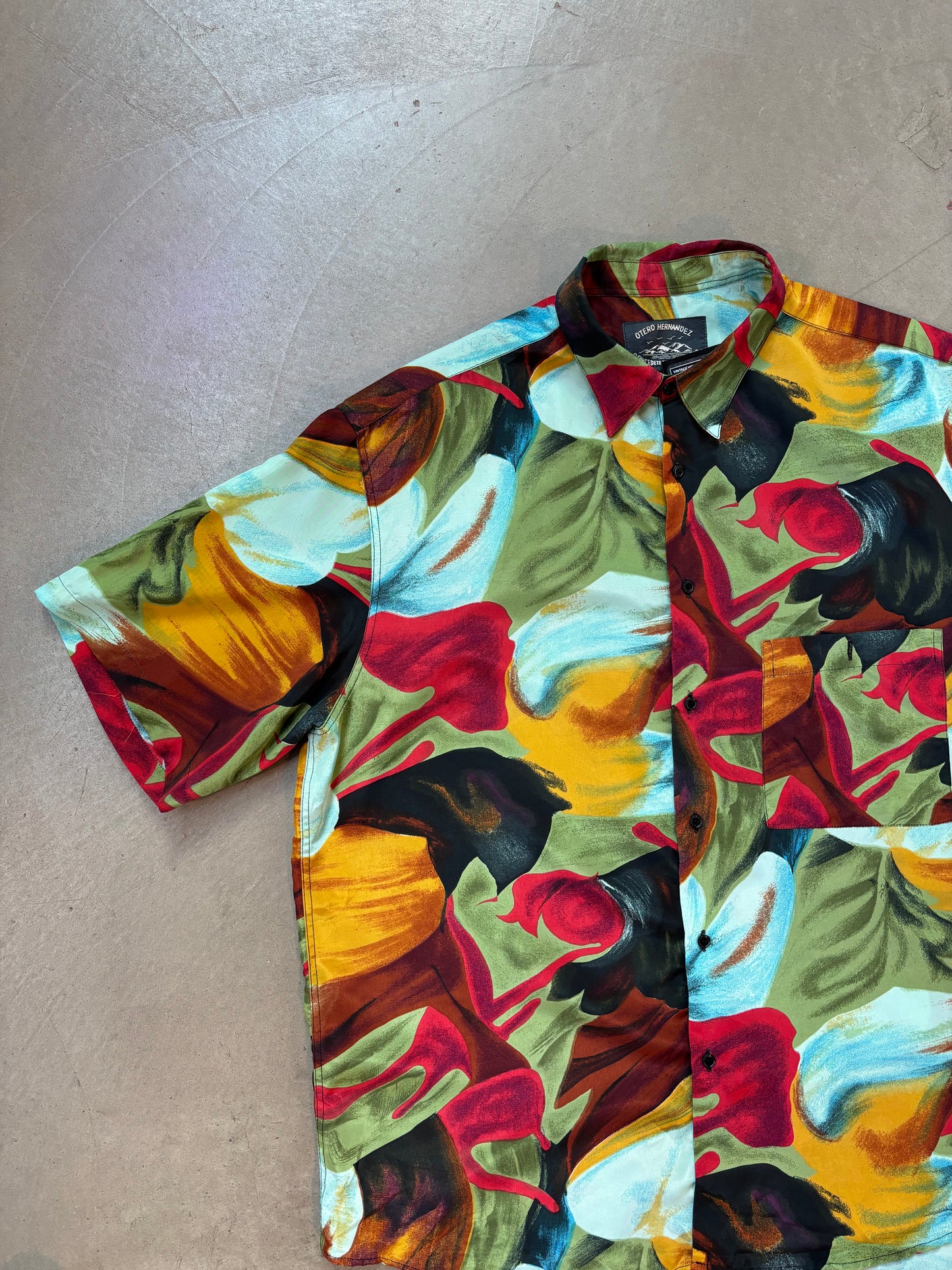 Vintage Otero Hernandez Multicolor Abstract Print Shirt
