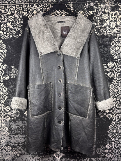 Womens Y2K Luana Faux Leather Faux Button Up Coat
