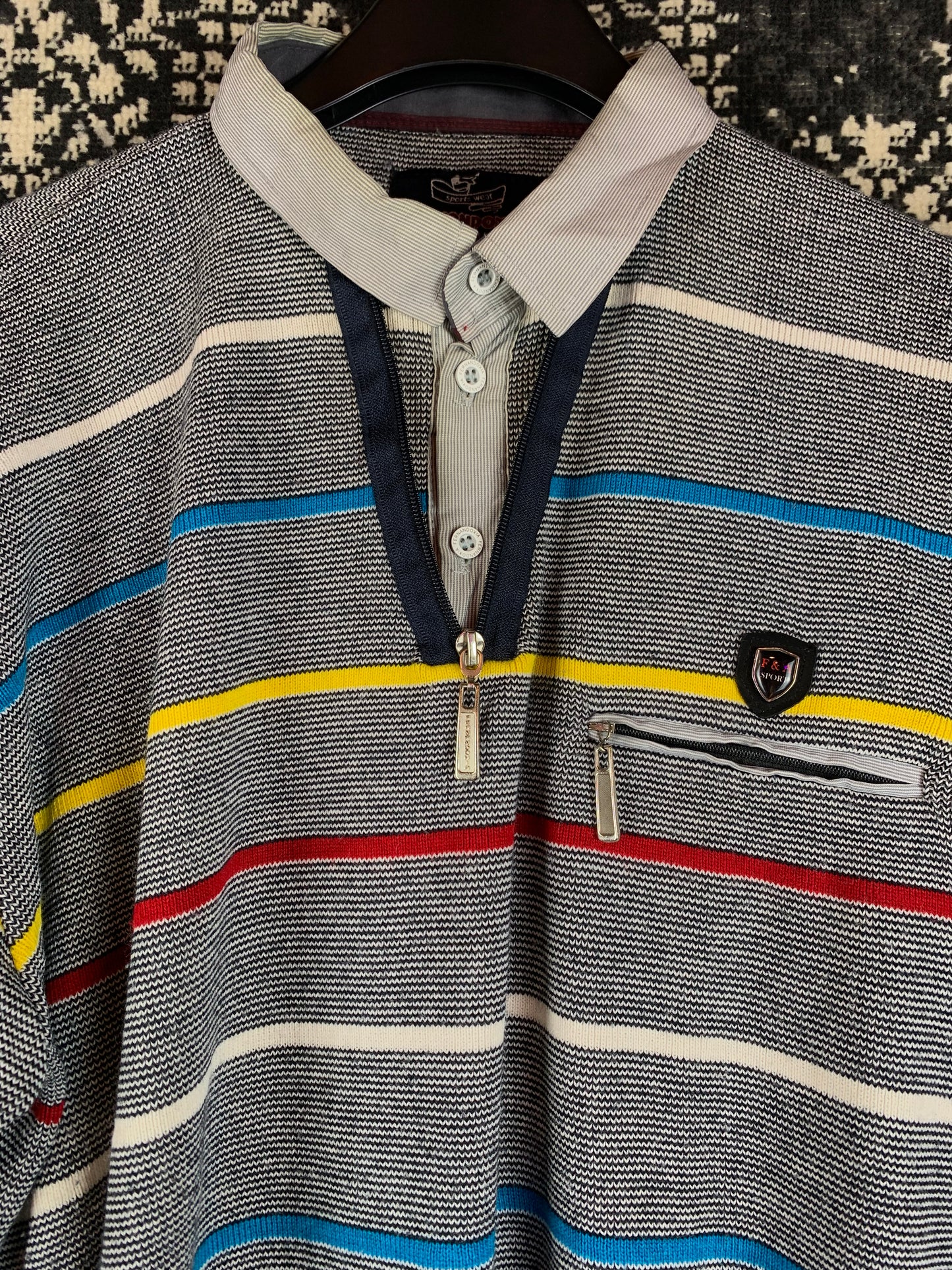 Men's Vintage Striped F&A Sport Polo Jumper