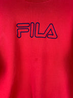 Vintage Fila Sweatshirt Red Embroidered Logo Crewneck Pullover