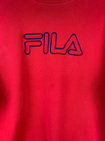 Vintage Fila Sweatshirt Red Embroidered Logo Crewneck Pullover